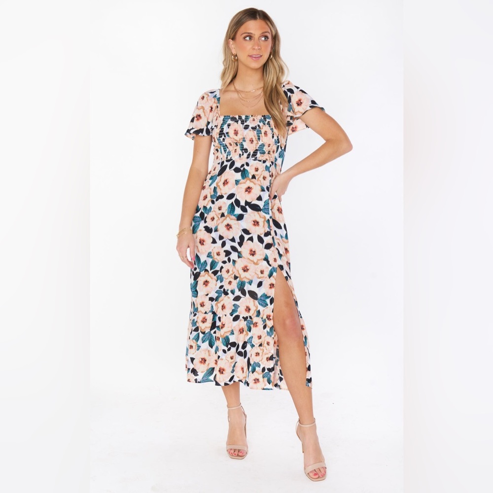 Show Me Your Mumu Brenda Midi Dress in Steel Magnolia XS